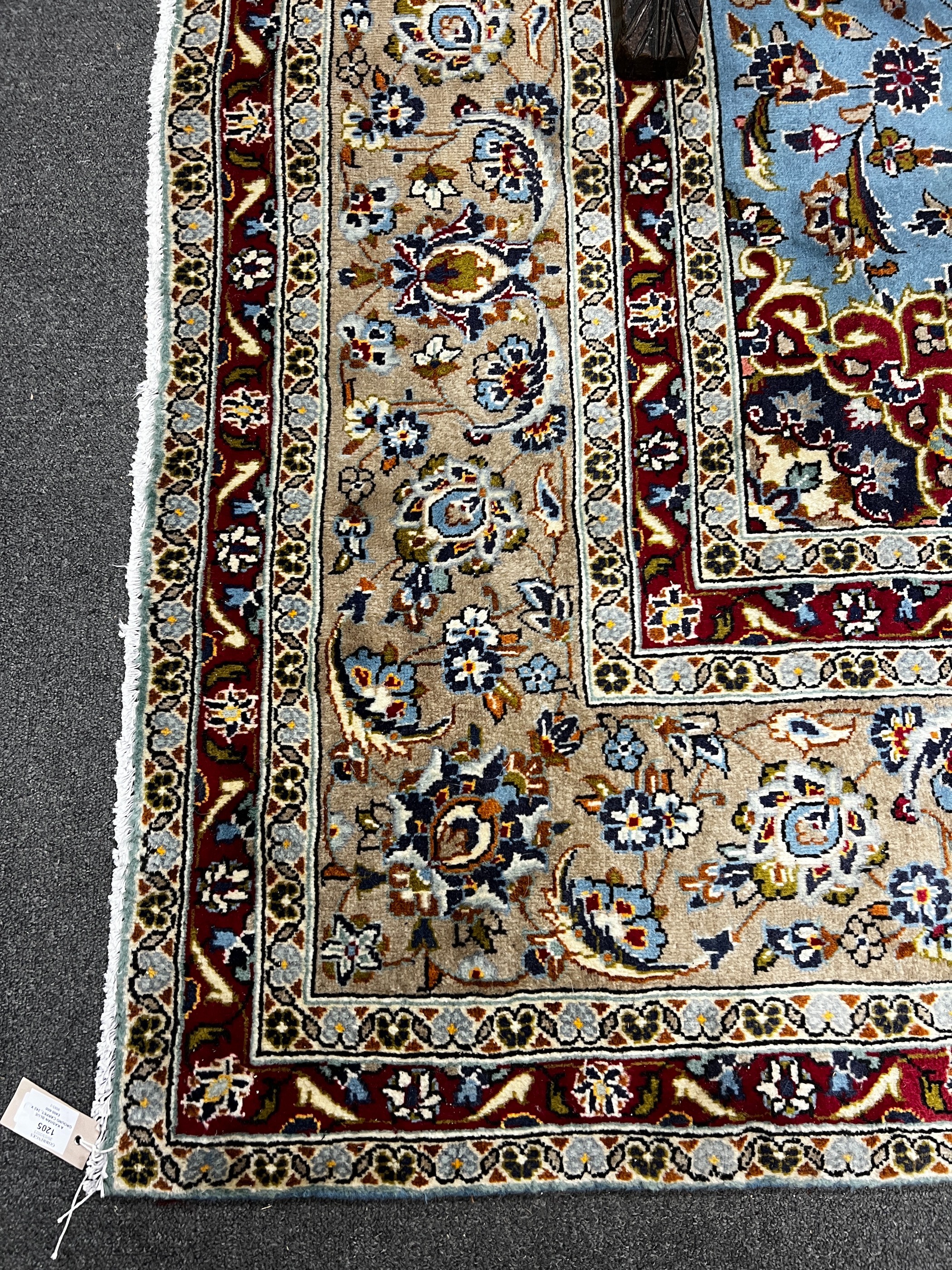 A Kashan blue ground carpet, 242 x 242cm